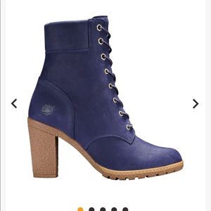 Women's Navy Lace-Up Heeled Ankle Boots